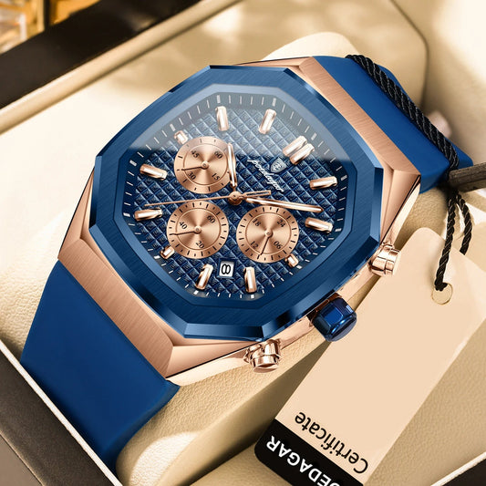 POEDAGAR Business – Relógio Masculino com Pulseira de Silicone